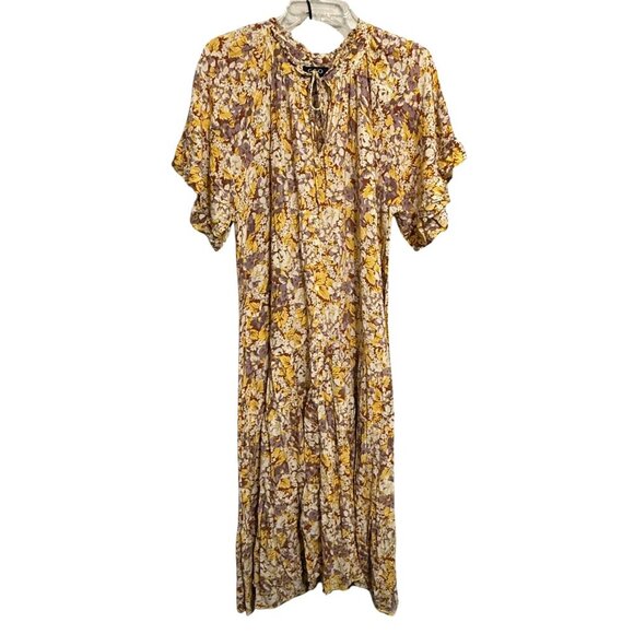 Womens GiGio Floral Yellow Maxi Dress - Size Large - Picture 1 of 7